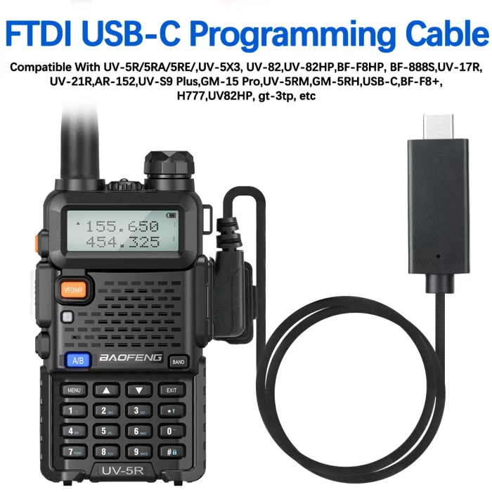 FTDI USB-C Programming Cable for Baofeng UV-5R & Quansheng Walkie Talkies - Easy Plug and Play - Image 6