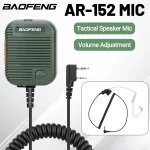 Baofeng AR-152 Tactical Remote Speaker Mic - Adjustable Volume K Plug for UV-5R S9 PLUS Walkie Talkie