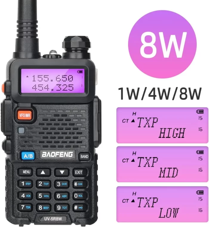 Baofeng UV-5R 8W Tri-Power Walkie Talkie | Dual Band Long Range 128CH Handheld Ham Radio - Image 2