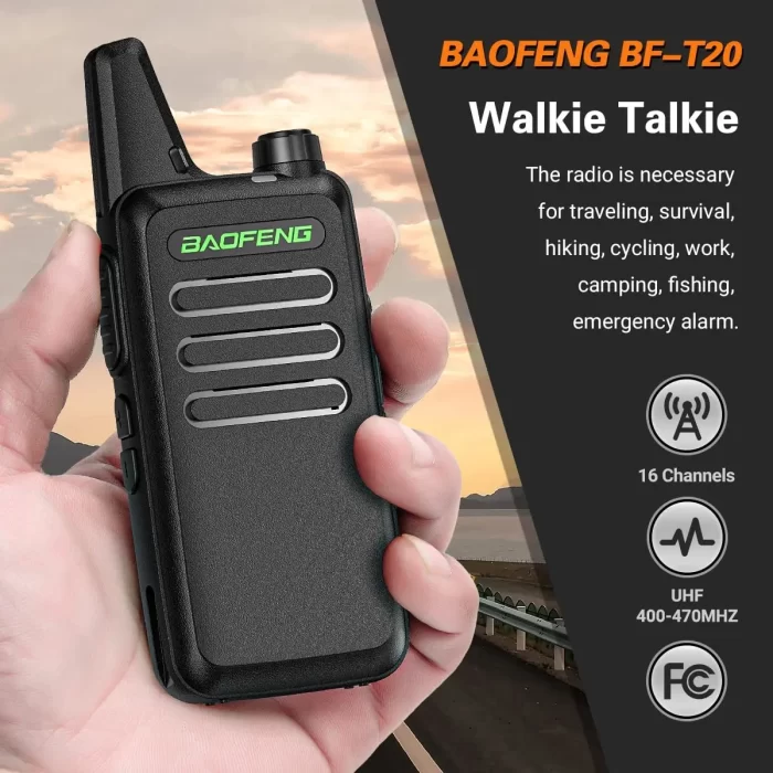 Portable Baofeng BF-T20 Mini Walkie Talkie - USB Charging UHF Two Way Radio for Hotels, Hunting & More - Image 3
