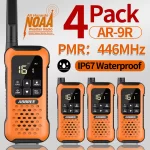Waterproof Mini Walkie Talkie AR-9R - 2/4 PCS NOAA USB Rechargeable Ham Radio for Fishing & Kayaking