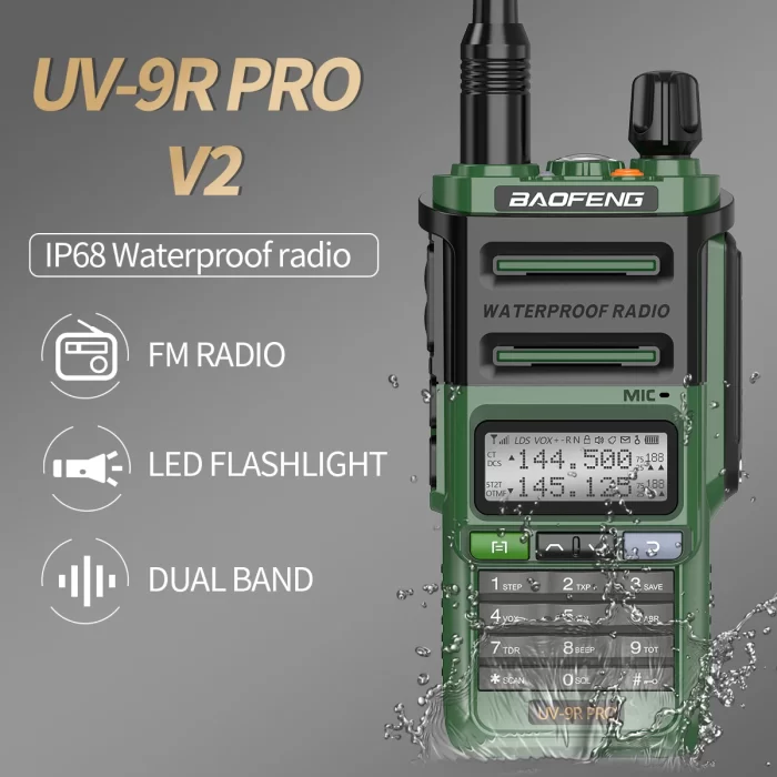 Baofeng UV-9R Pro V2 Walkie Talkie - IP68 Waterproof Dual Band Tri-Power Ham Radio for Long Range Communication - Image 4