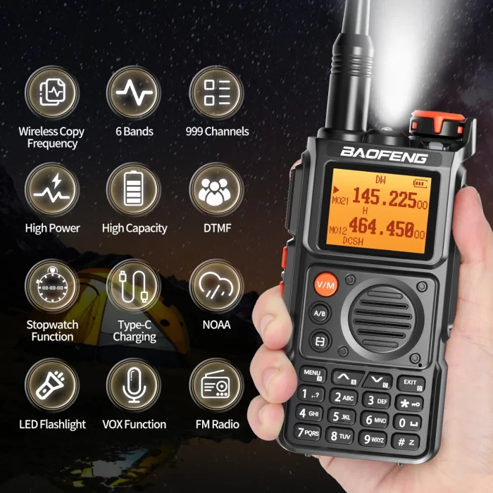 Baofeng UV-K6 Air Band Walkie Talkie - Portable UHF VHF Two Way Radio with Type-C Charging & Long Range - Image 2