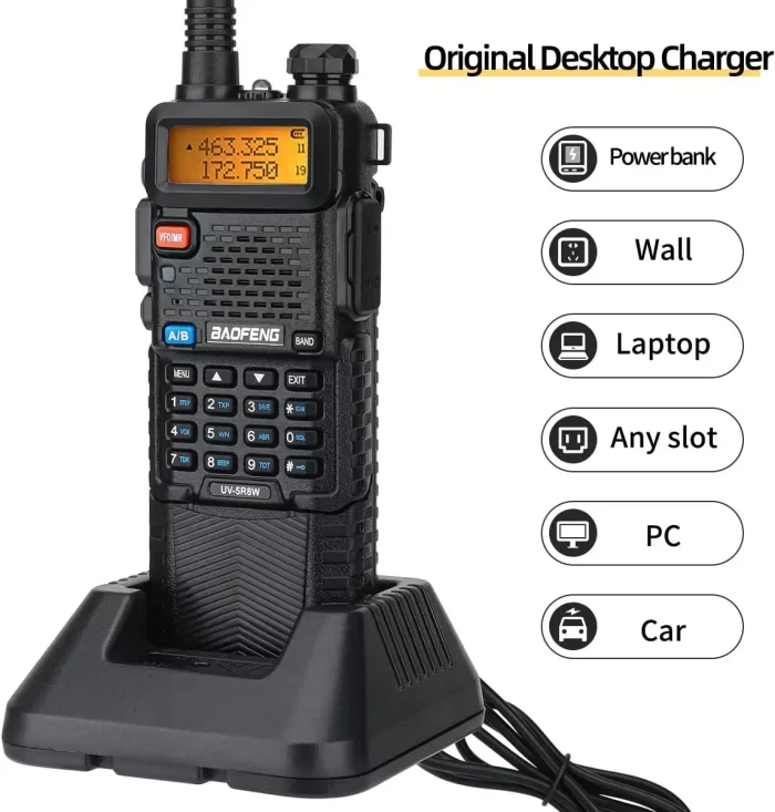 BAOFENG UV-5R 8W High Power Ham Radio - Long Range VHF/UHF Portable Two Way Radio with 3800mAh Battery - Image 5