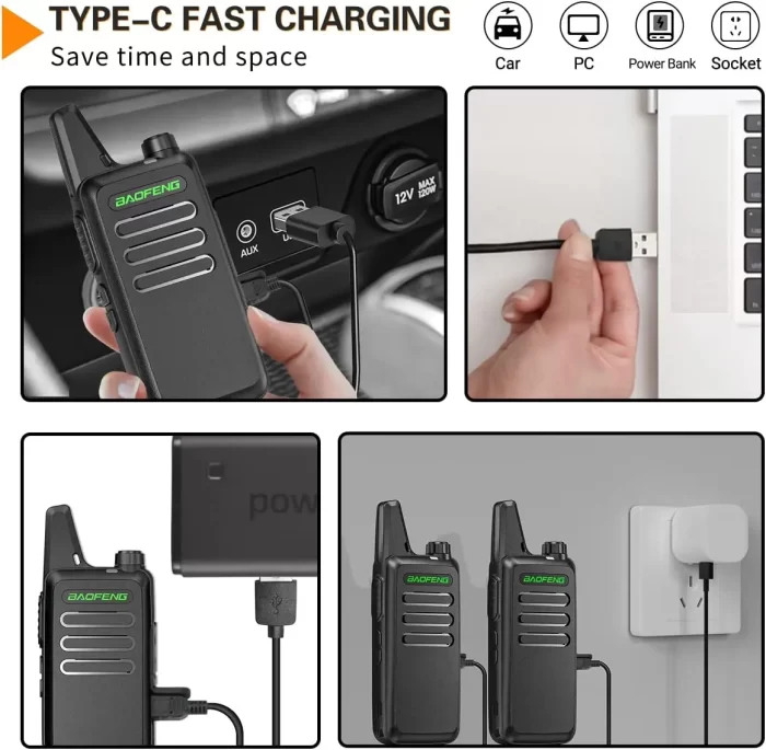 Portable Baofeng BF-T20 Mini Walkie Talkie - USB Charging UHF Two Way Radio for Hotels, Hunting & More - Image 2