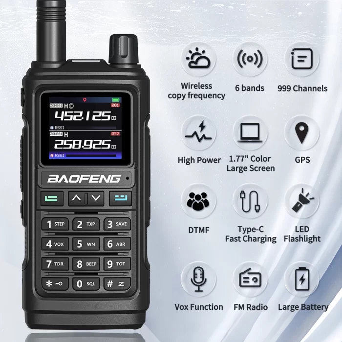 Baofeng UV 17 PRO GPS Walkie Talkie - 999CH Air Band Two-Way Radio for Hunting & Ham Use - Image 3