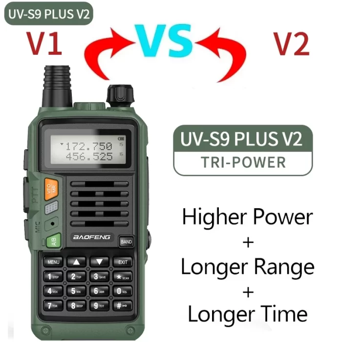 BAOFENG UV-S9 Plus V1 V2 – Powerful Waterproof UHF VHF Dual Band Walkie Talkie, 16 KM Long Range Ham Radio - Image 2