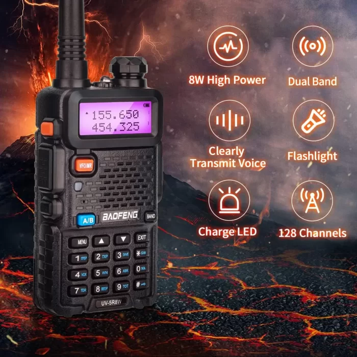 Baofeng UV-5R 8W Tri-Power Walkie Talkie | Dual Band Long Range 128CH Handheld Ham Radio - Image 3