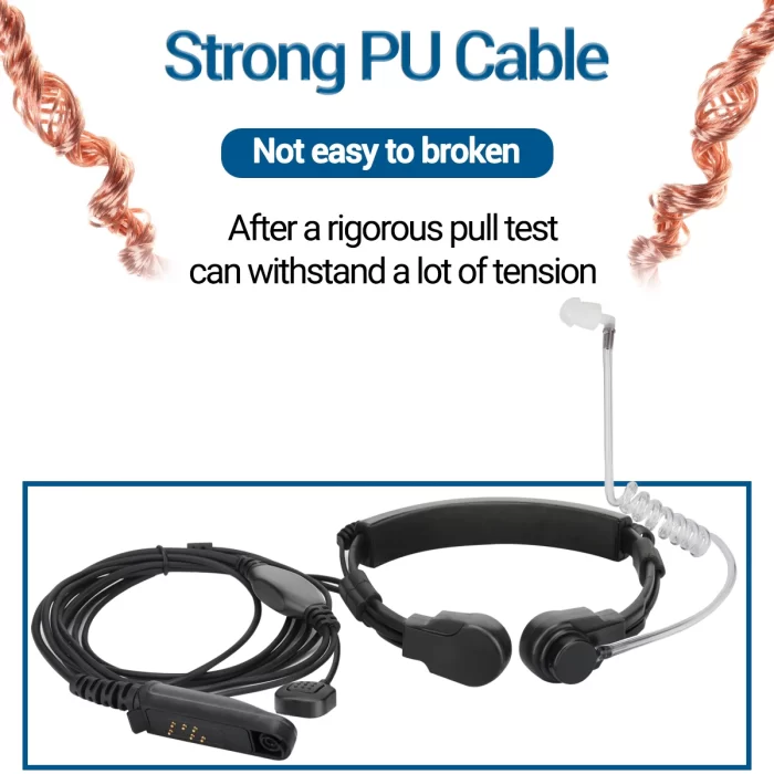 Waterproof Adjustable Acoustic Throat Mic Headset for Baofeng UV-9R PRO | Tactical Earpiece with Acoustic Tube - Image 4