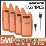 Baofeng BF-T20 Mini Walkie Talkie - UHF 400-470MHz Rechargeable Two Way Radio for Camping (1/2/4PCS)