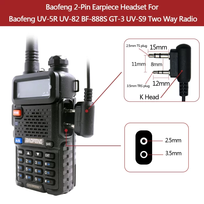 Baofeng PTT Mic Headset Earpiece for UV-5R BF-888S - Premium Two Way Radio Accessory - Image 2