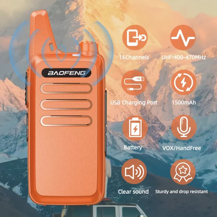 Baofeng BF-T20 Mini Walkie Talkie - Rechargeable UHF 400-470MHz Two Way Radio for Hunting & Outdoor Adventures - Image 2
