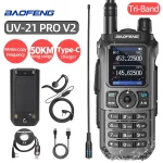 Baofeng UV-21 Pro Walkie Talkie: Tri-Band Charger, 999CH Frequency, Long Range NOAA for UV-5R Ham Radio