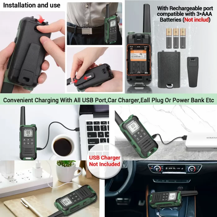 Baofeng F22 Mini Walkie Talkie - 2 Pack Licence-Free, Long Range 2-Way Radio with VOX & Type-C Charger for Camping & Hotel - Image 4