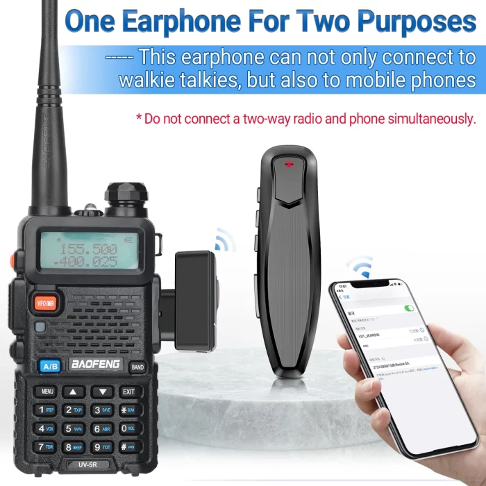 Baofeng Walkie Talkie Bluetooth PTT Headset Earpiece - Hands-Free K Plug for Kenwood UV-5R & BF-888S - Image 2