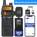 Baofeng UV-5R Walkie Talkie: 8W Dual Band VHF/UHF Radio with Bluetooth & 3800mAh Battery - Long Range Communication
