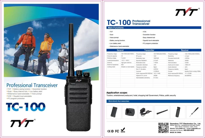 TYT TC-628 walkie-talkie 10 km walkie-talkie 3000mah Battery