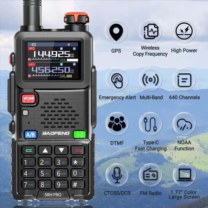 Baofeng UV-5RH PRO MAX GPS Walkie Talkie - Multi Band Ham Radio with Type-C Charger & Frequency Copy Upgrade - Image 3
