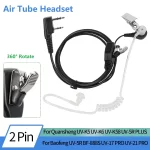 Baofeng UV-5R Walkie Talkie Acoustic Air Tube Headset with 2 Pin PTT Earpiece - Compatible with BF-888S, UV-21 PRO, Quansheng UV-K5 & K6