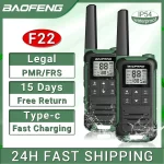 Baofeng F22 Mini Walkie Talkie - 2 Pack Licence-Free, Long Range 2-Way Radio with VOX & Type-C Charger for Camping & Hotel