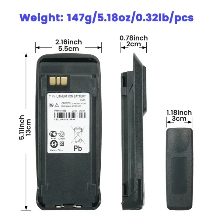 PMNN4077 Li-ion Battery Pack 7.4V for GP8200 GP8268 GP6500 GP8260 GP8800  MOTOROLA  Two Way Radio - Image 2