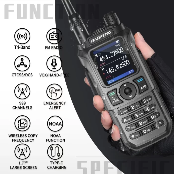 Baofeng UV-21 Pro Walkie Talkie: Tri-Band Charger, 999CH Frequency, Long Range NOAA for UV-5R Ham Radio - Image 2
