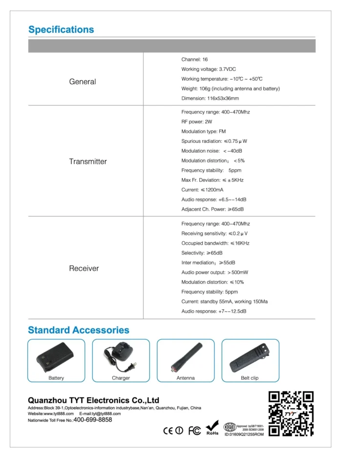 TYT Tc-999 Two Way Radio - close-up