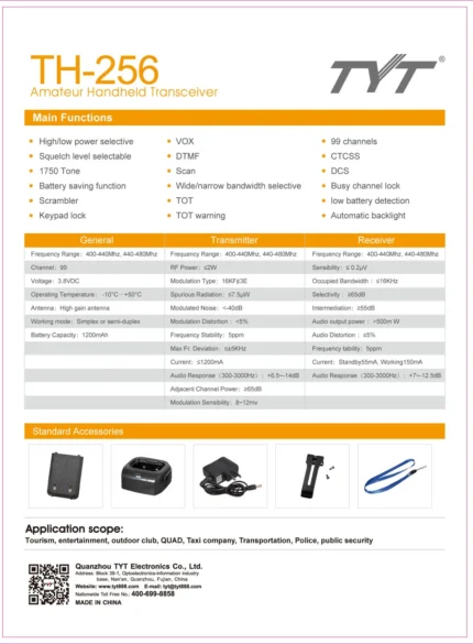 TYT Th-256 Two Way Radio - detail view