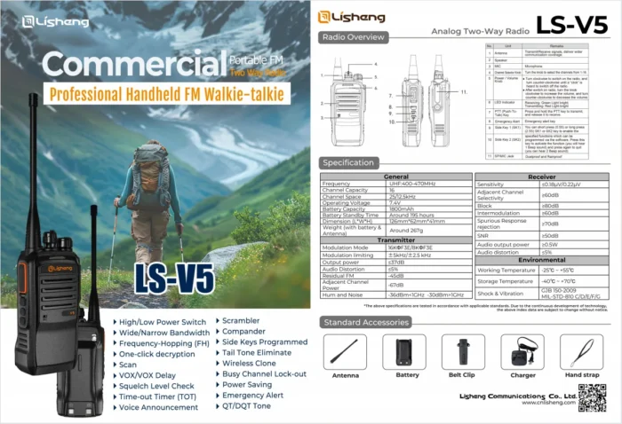 Yshon LS-V5 Two Way Radio - close-up