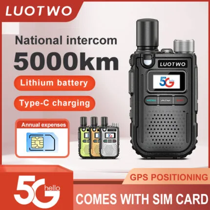 2PCS LUOTWO LT5230 Global PTT Walkie Talkie – Rádio Bidirecional 4G com Alcance de 5000km para Comunicação Sem Int