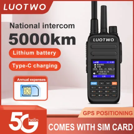 2 unidades de walkie talkie LUOTWO LT5800-01 Global PTT – radio de dos vías 4G con 5000 km de alcance y conectividad GPS